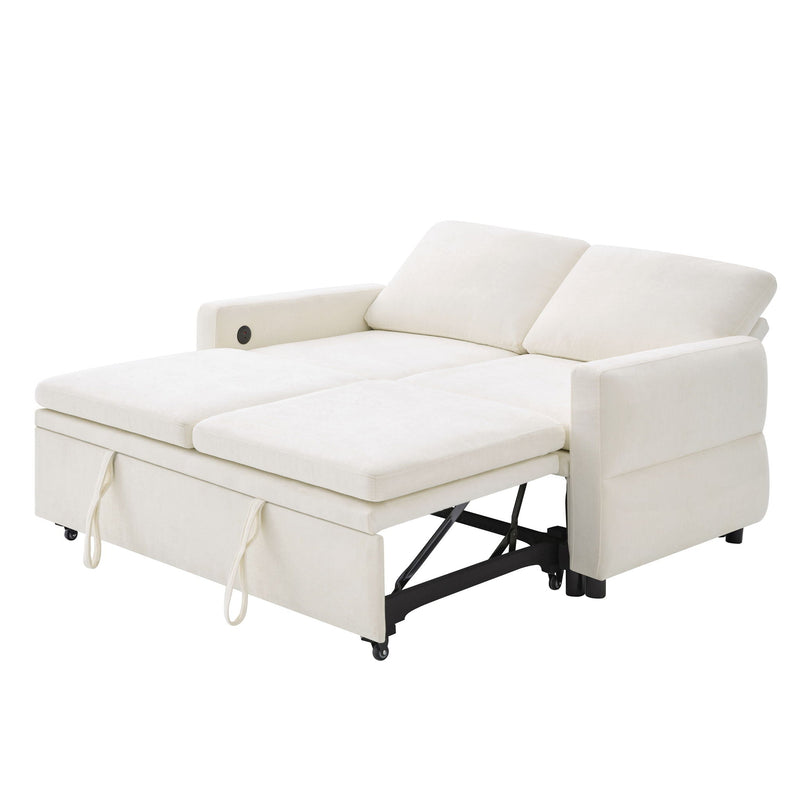 Convertible Sofa Bed Loveseat With Adjustable Backrest And USB Ports by HouseOfZazla