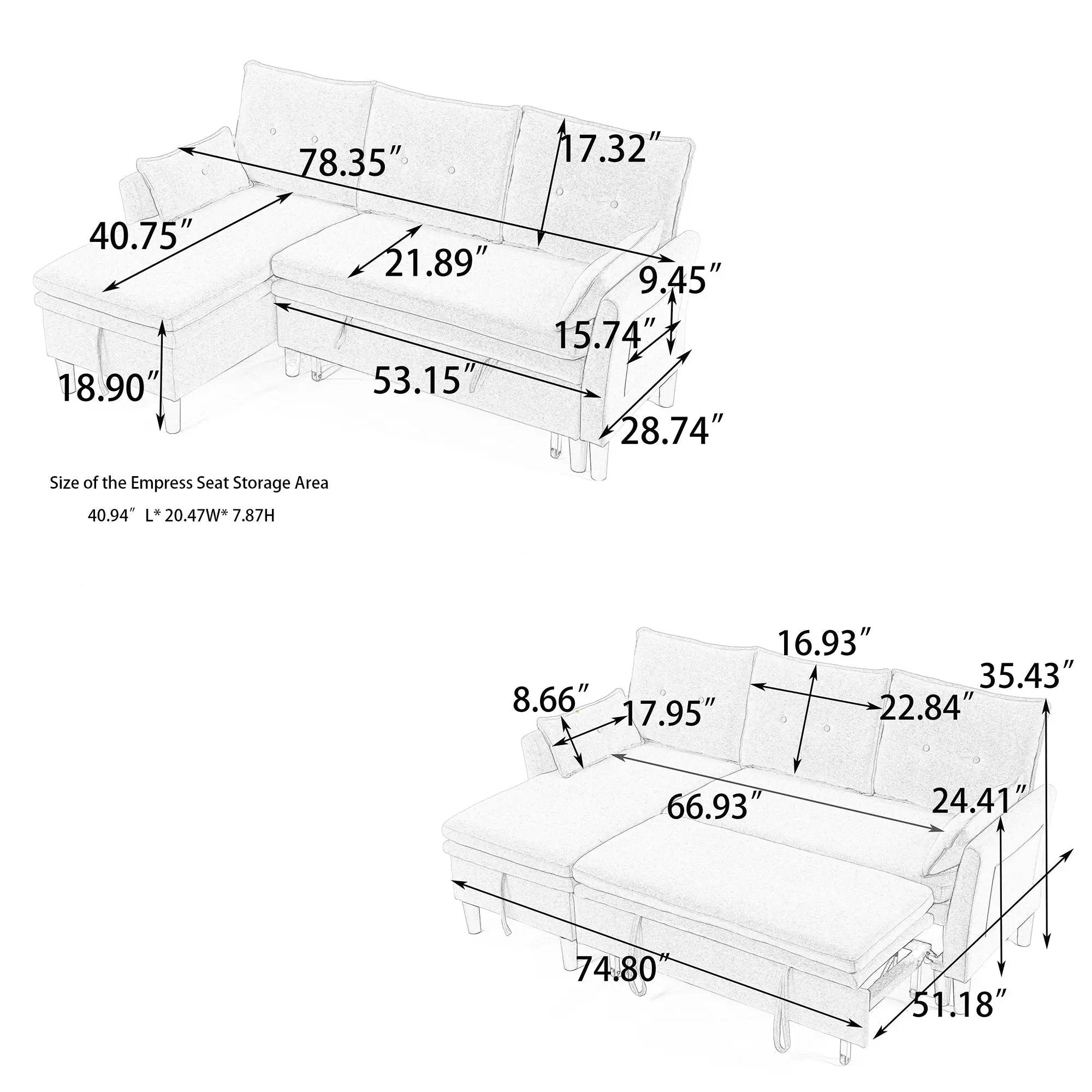 L-Shaped Reversible Chaise Sectional Sofa With Storage by Unique Piece Furniture