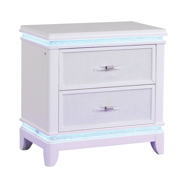 Opium - 2 Drawer Nightstand With LED Lights - White