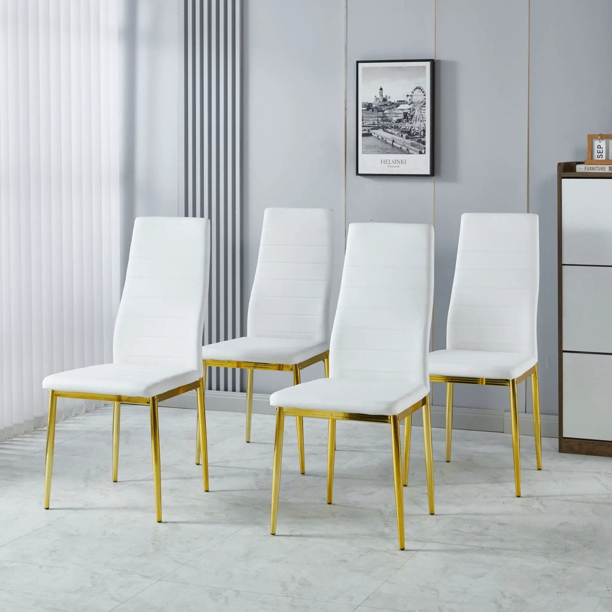 Dining Chair (Set of 4) - Gold / White by Unique Piece Furniture