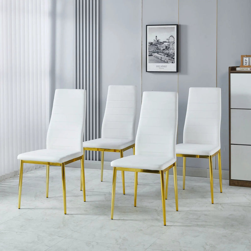 Dining Chair (Set of 4) - Gold / White by Unique Piece Furniture