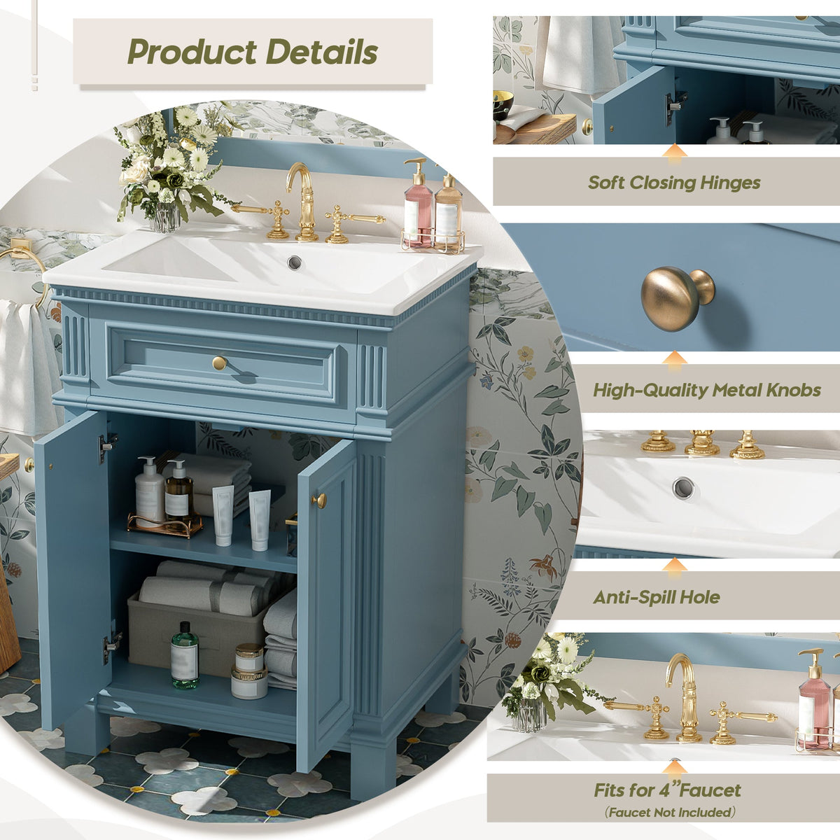 24'' Vintage Elegance Bathroom Cabinet, photo 7 of 10