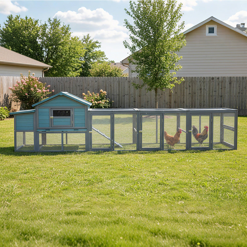 141" Large Wooden Chicken Coop with Nesting Box and Wire Fence by HouseOfZazla