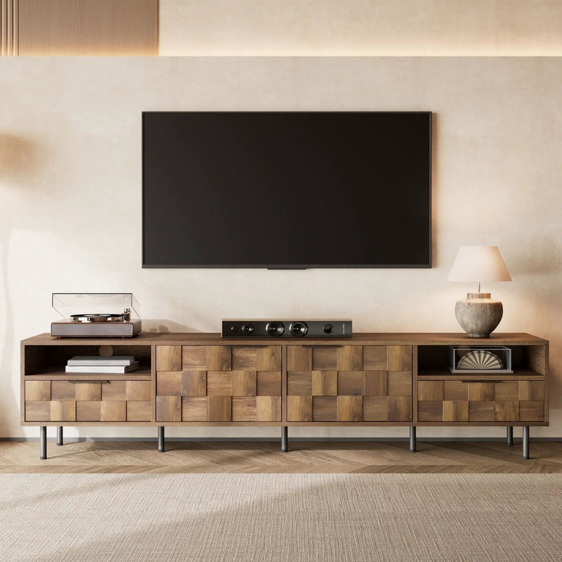 TV Stand With 2 Drawers, Media Console Table For TVs Up To 85'' - Natural by HouseOfZazla