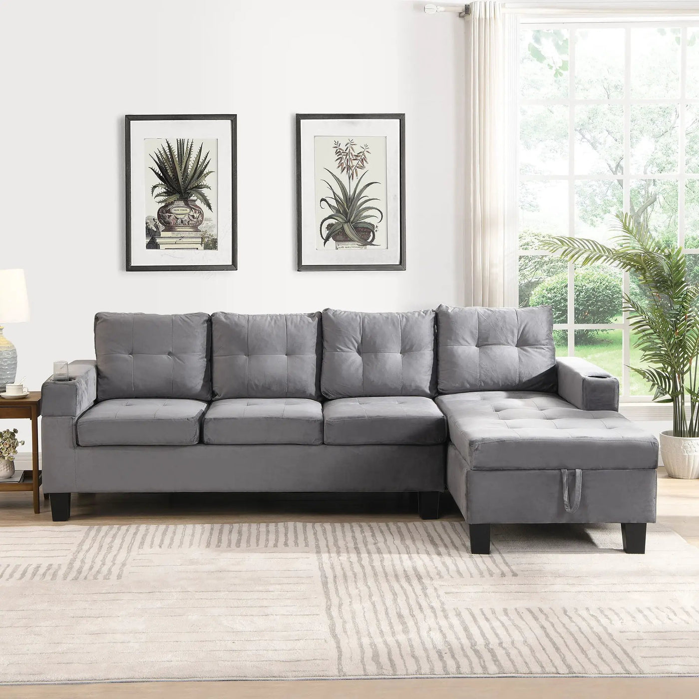 Modern Sectional Sofa Set With L Shape Chaise Lounge And Storage by Unique Piece Furniture
