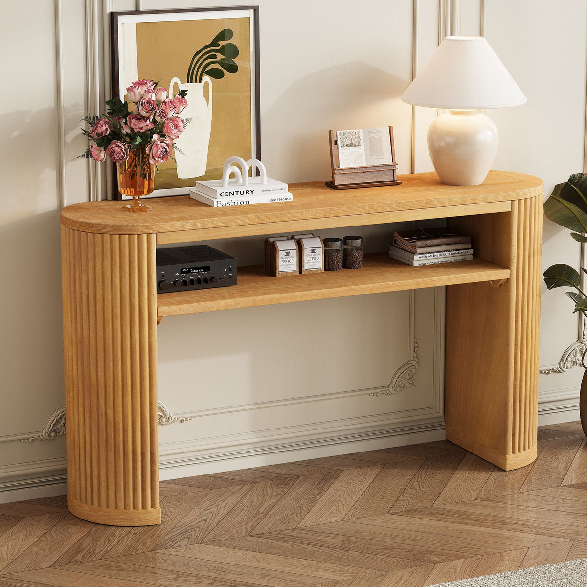 Console Table With Fluted Legs and Open Shelf - Available in Black, Light Brown, Dark Brown, photo 12 of 19