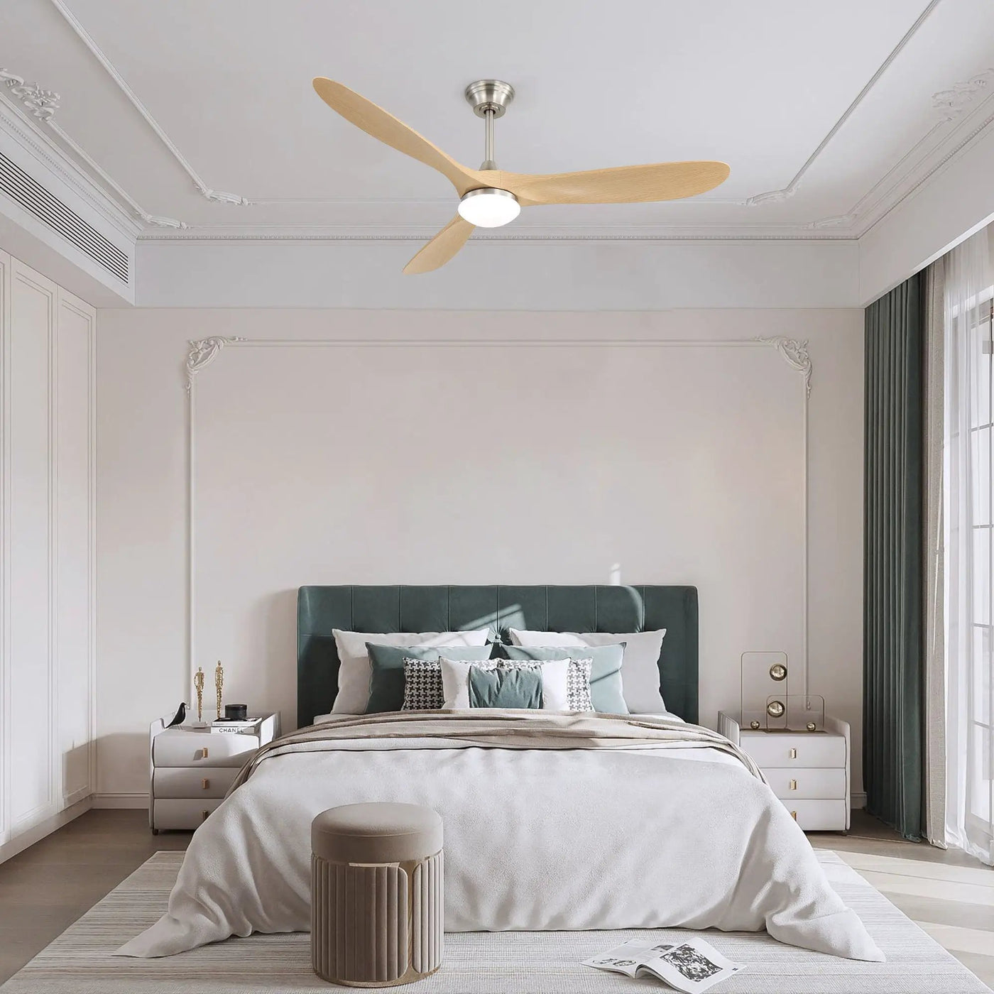 Smart Ceiling Fan With Lights, 3 Blades, Reversible Quiet DC Motor For Indoor by HouseOfZazla