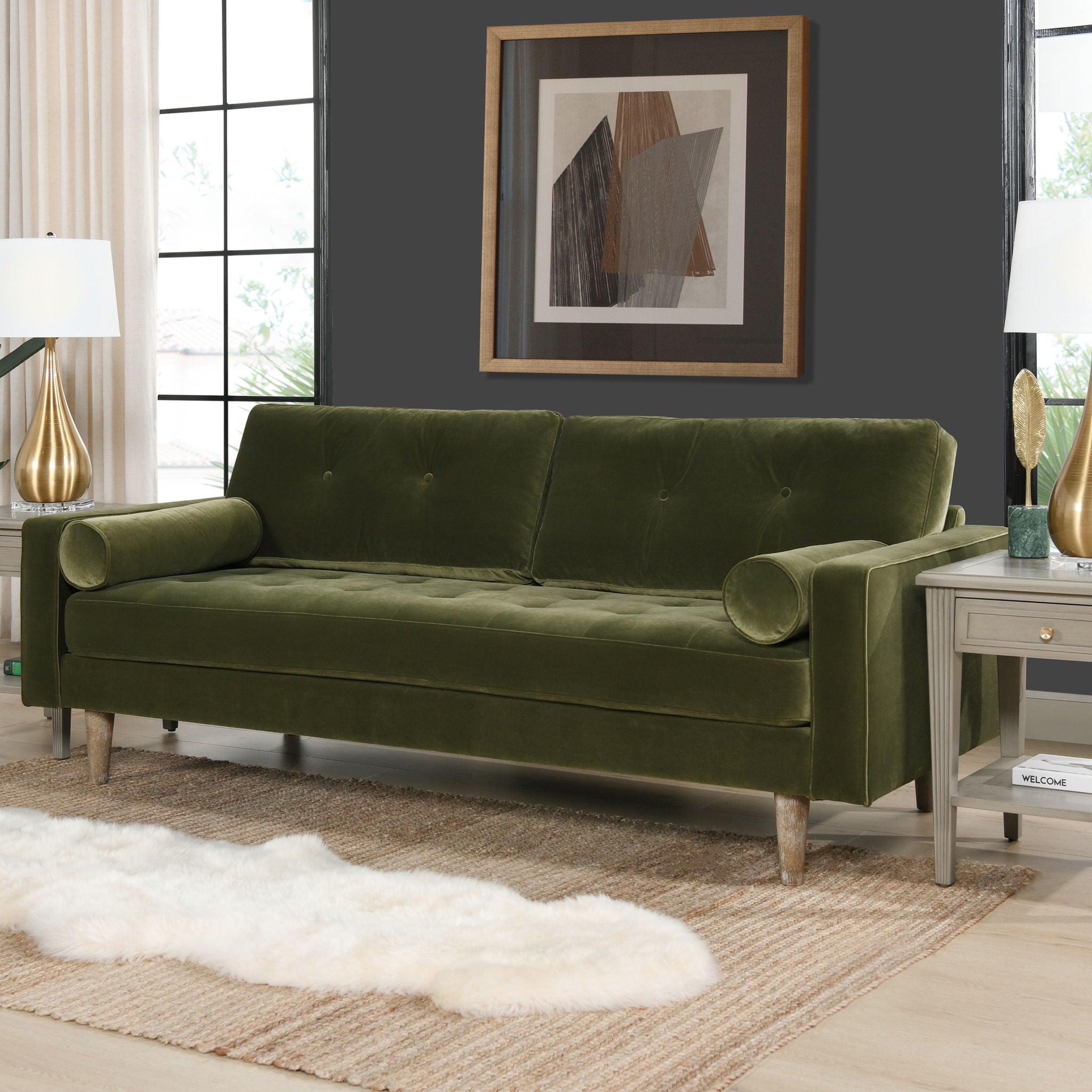 Nicholas - Mid-Century Modern Sofa - Olive Green by HouseOfZazla