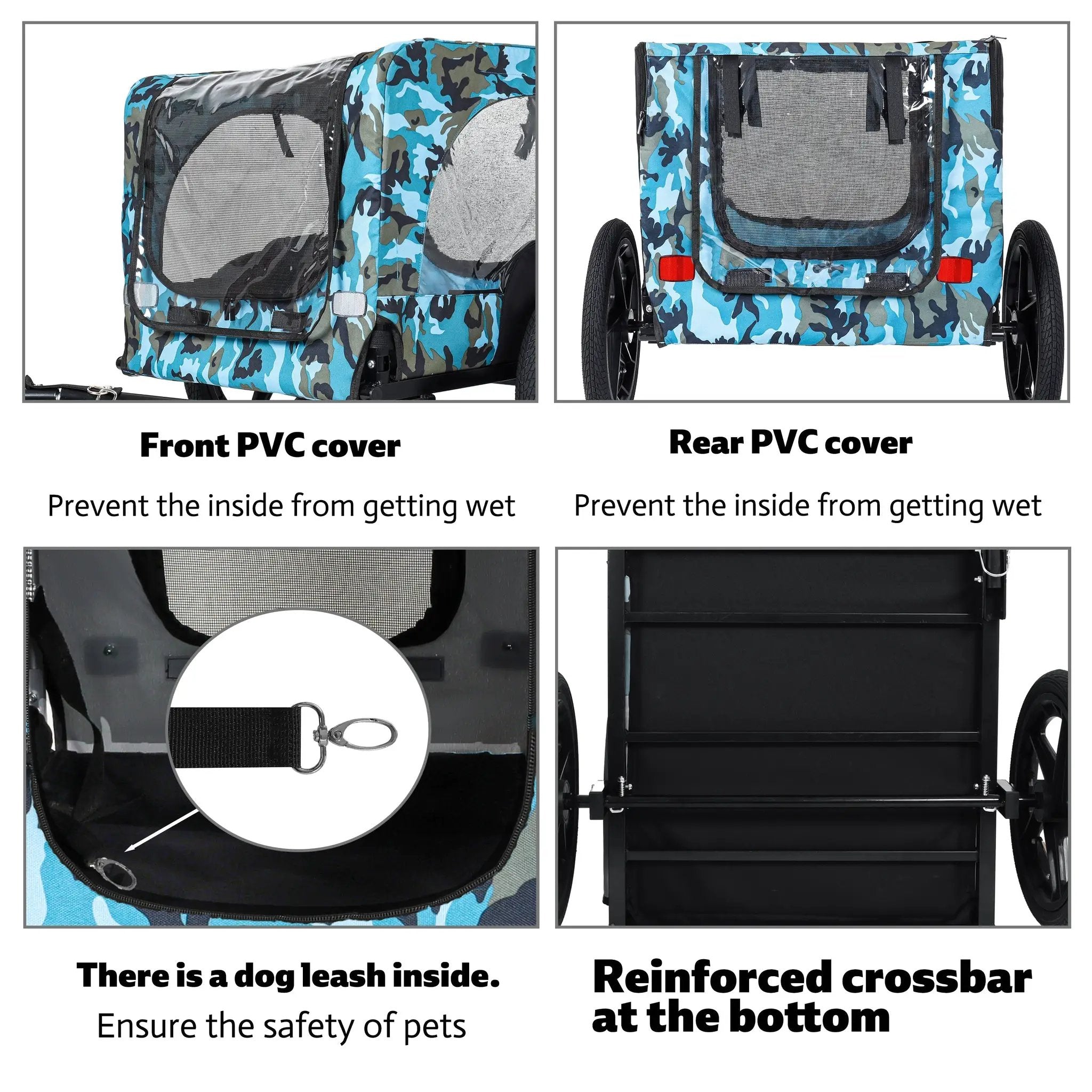 Outdoor Heavy Duty Collapsible Pet Bike Trailer with 16-Inch Wheels by HouseOfZazla