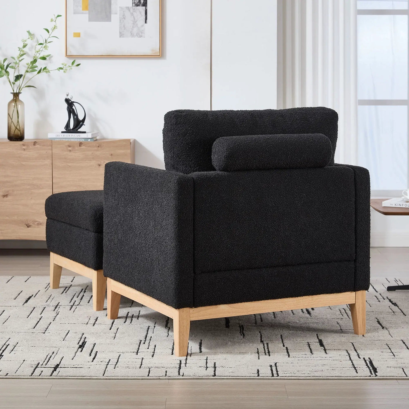 Oversized 360 Degree Swivel Barrel Accent Chair And Ottoman Set With Storage by HouseOfZazla