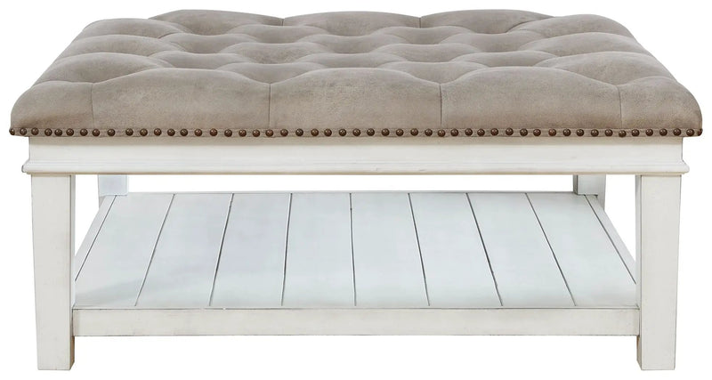 Kanwyn - Uph Ottoman Cocktail Table - Whitewash by Unique Piece Furniture