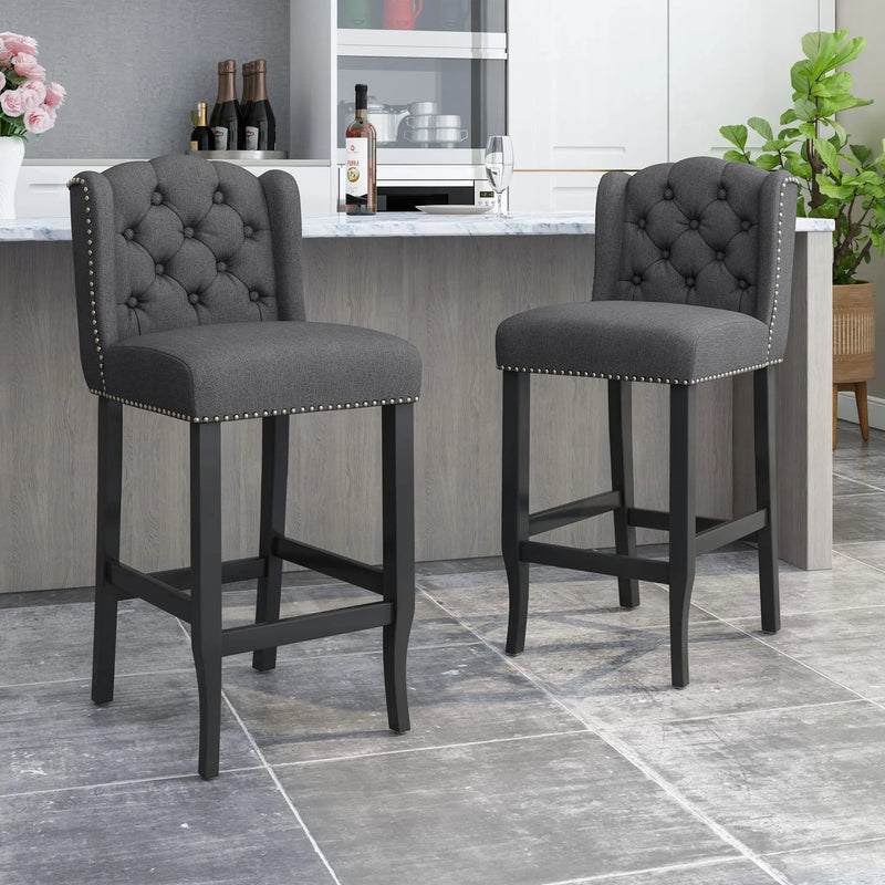 Vienna Contemporary Fabric Tufted Wingback Counter Stools (Set of 2) by HouseOfZazla