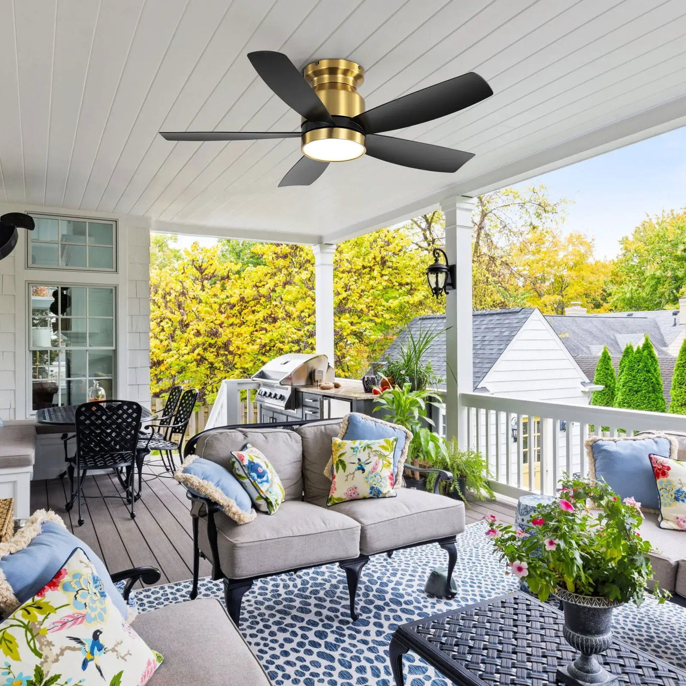 Flush Mount Ceiling Fan With LED Light 22W And Remote Control Blades / Body, DC Motor by Unique Piece Furniture