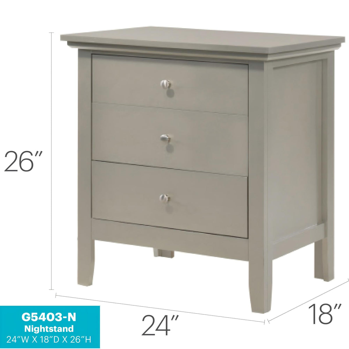 3 Drawer Nightstand with Dove Tailed Drawers - Multiple Colors, photo 26 of 40