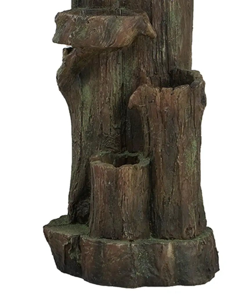 Rustic Decorative Tree Trunk 5 Tier Water Fountain, With Light And Pump, For Indoor And Outdoor - Brown by HouseOfZazla