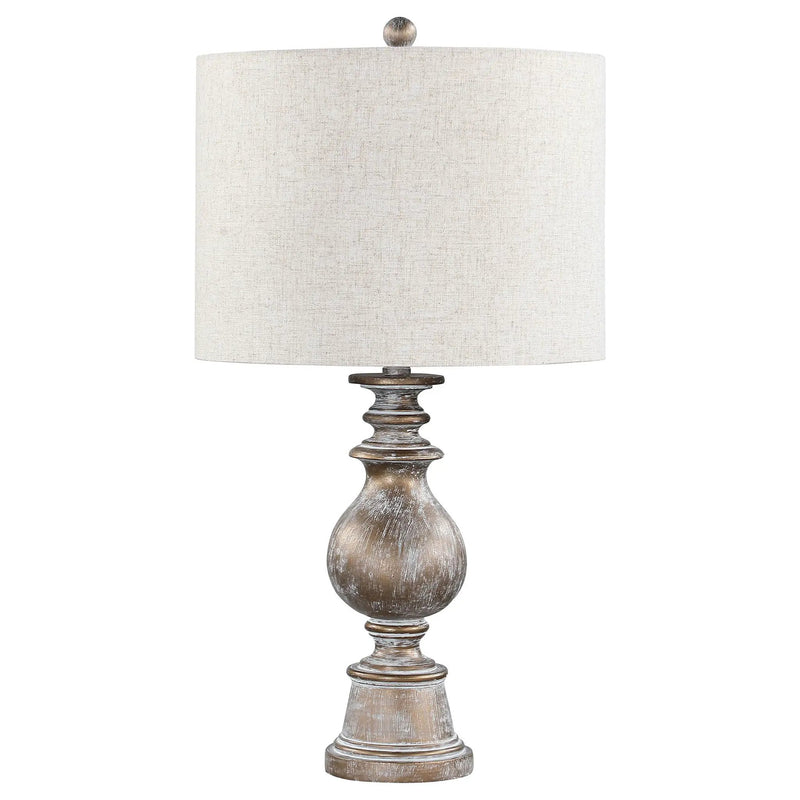 Brie 28-inch Drum Shade Urn Table Lamp Antique Gold by Unique Piece Furniture