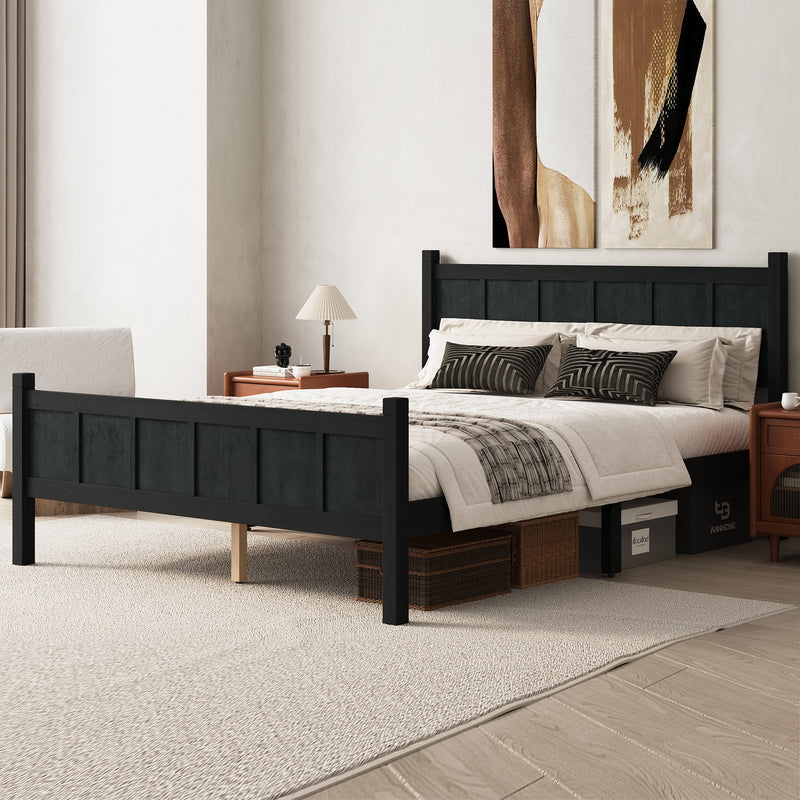 Queen Size Flat Panel Bed with Headboard & Footboard by HouseOfZazla