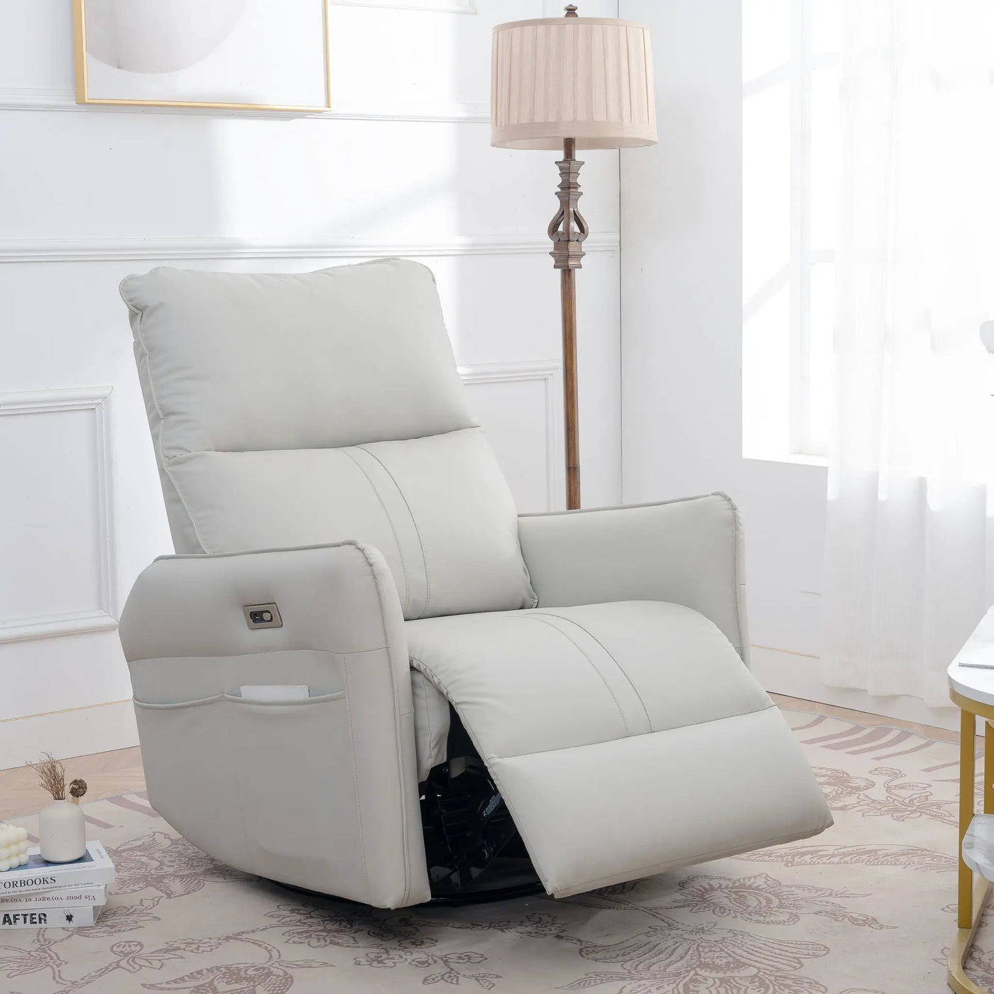 29.92" 270 Power Swivel Rocker Recliner Chair, Electric Glider Reclining Sofa With USB Ports, Power Swivel Glider, Rocking Chair Nursery Recliners For Living Room Bedroom by HouseOfZazla