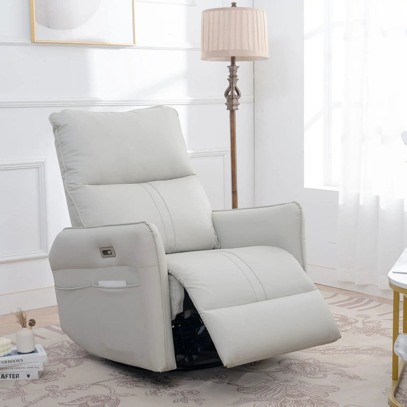29.92" 270 Power Swivel Rocker Recliner Chair, Electric Glider Reclining Sofa With USB Ports, Power Swivel Glider, Rocking Chair Nursery Recliners For Living Room Bedroom by Unique Piece Furniture