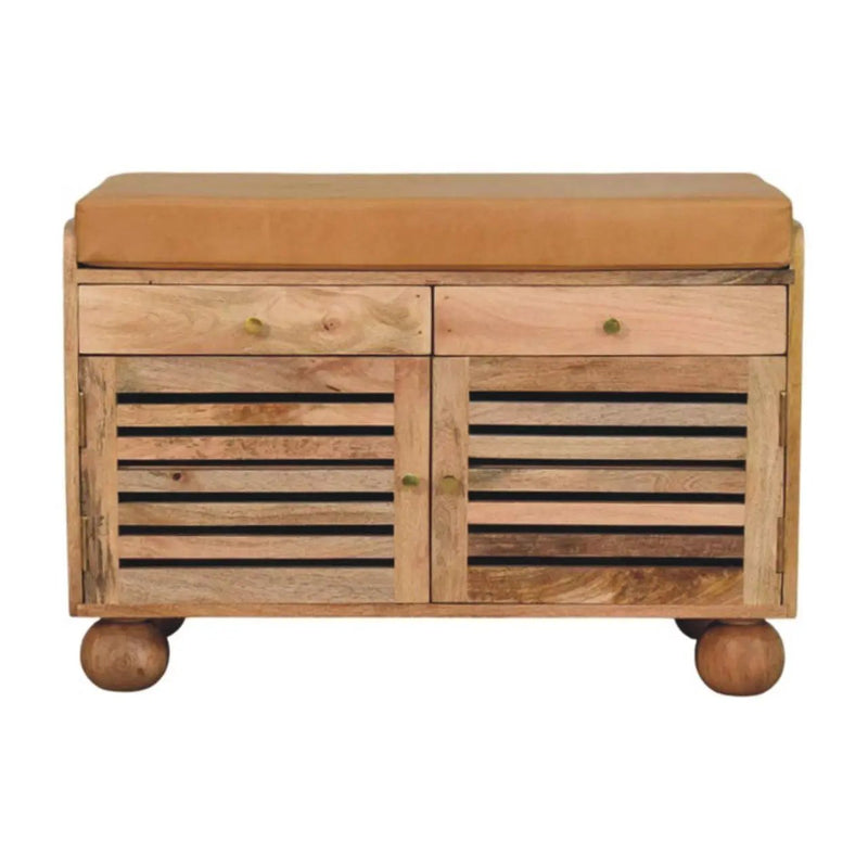 Shutter Shoe Rack With 2 Drawers - Beige by Unique Piece Furniture