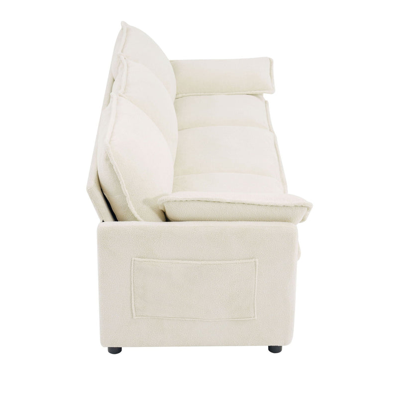 Modern 3 Seater Sofa With Side Storage Pockets For Living Room by HouseOfZazla