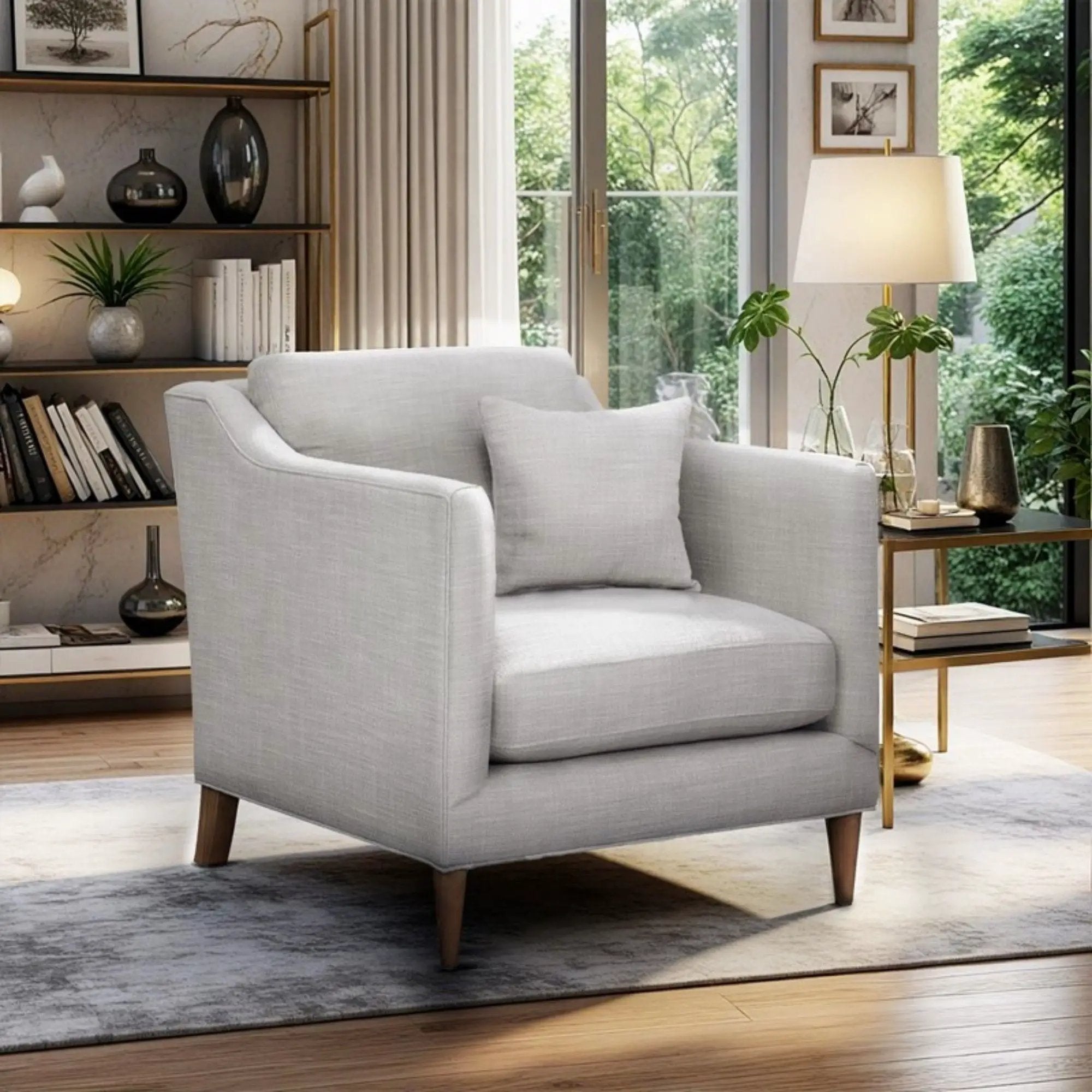 Chair With High Track Arms - Beige by HouseOfZazla