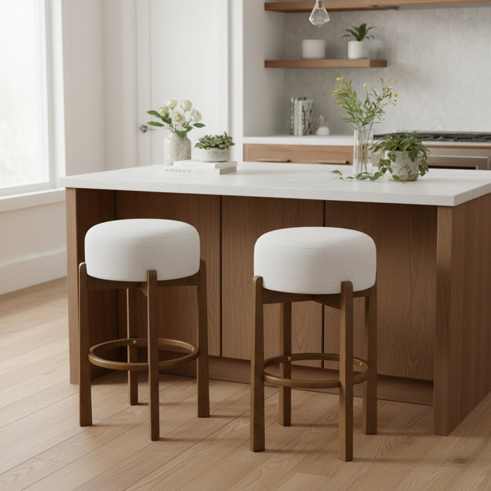 Vera Indoor Wooden Upholstered Barstool - Dark by HouseOfZazla