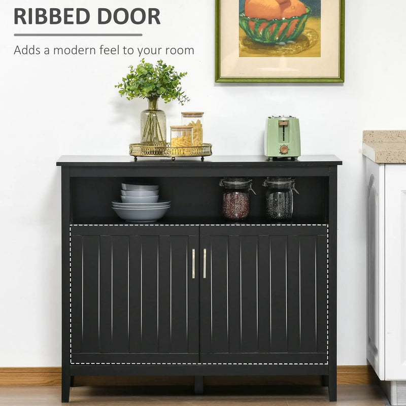 Homcom - Sideboard Buffet Cabinet, Kitchen Cabinet, Coffee Bar Cabinet With 2 Doors And Adjustable Shelves For Entryway Living Room - Black by HouseOfZazla