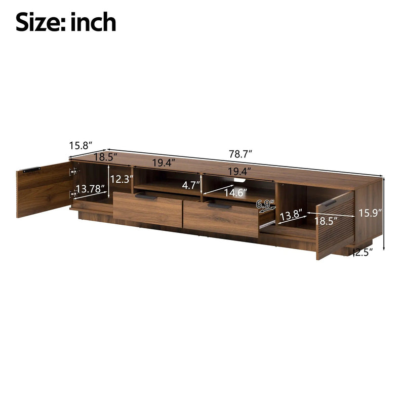 TV Stand, Entertainment Center With Deep Drawers, Cable Management & Soft Closing Hinges by Unique Piece Furniture