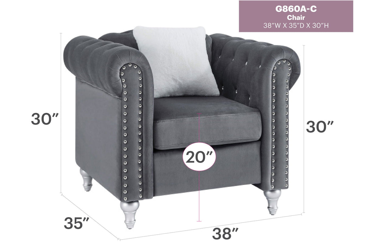 Contemporary Lounge Chair with Faux Jeweled Tufting - Multiple Colors, photo 18 of 26