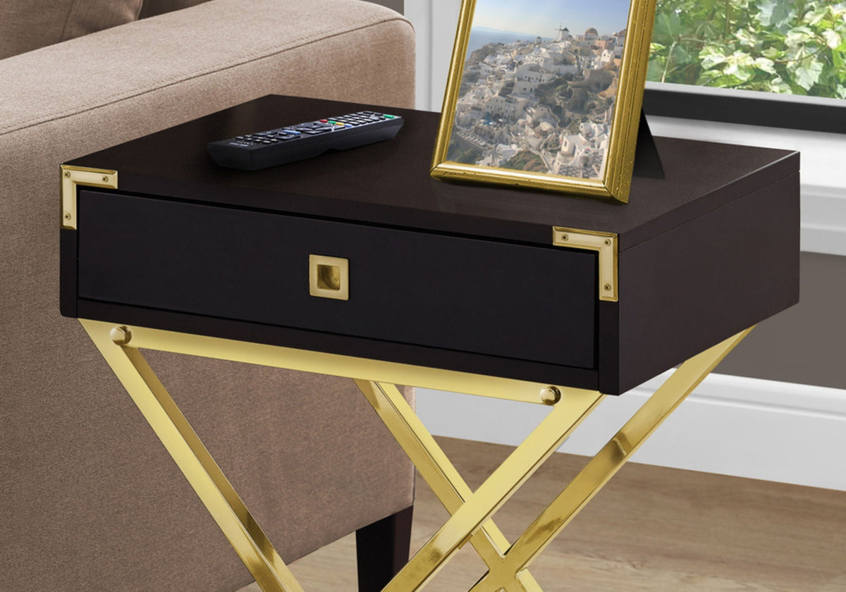 Accent Side Table with Storage Drawer – Metal Frame, Contemporary Design, photo 10 of 12