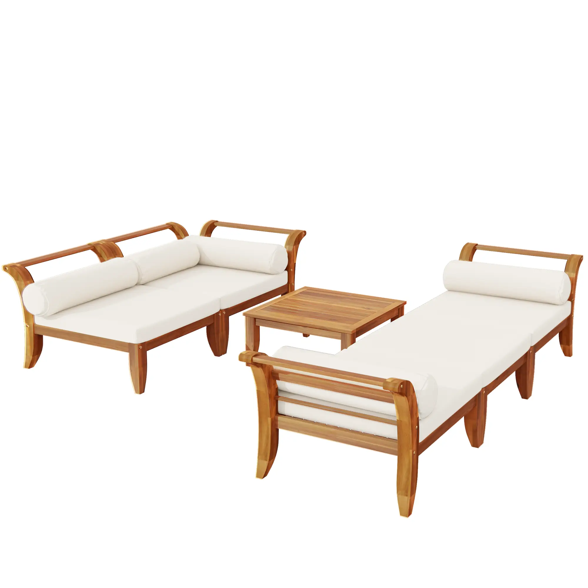 6 Piece Acacia Wood Outdoor Modular Sectional with Daybed and Tea Table by HouseOfZazla