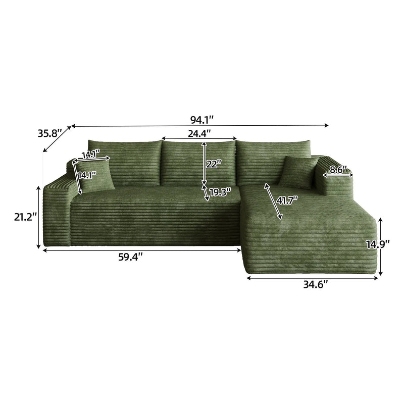95" Cloud Sectional Sofa by HouseOfZazla