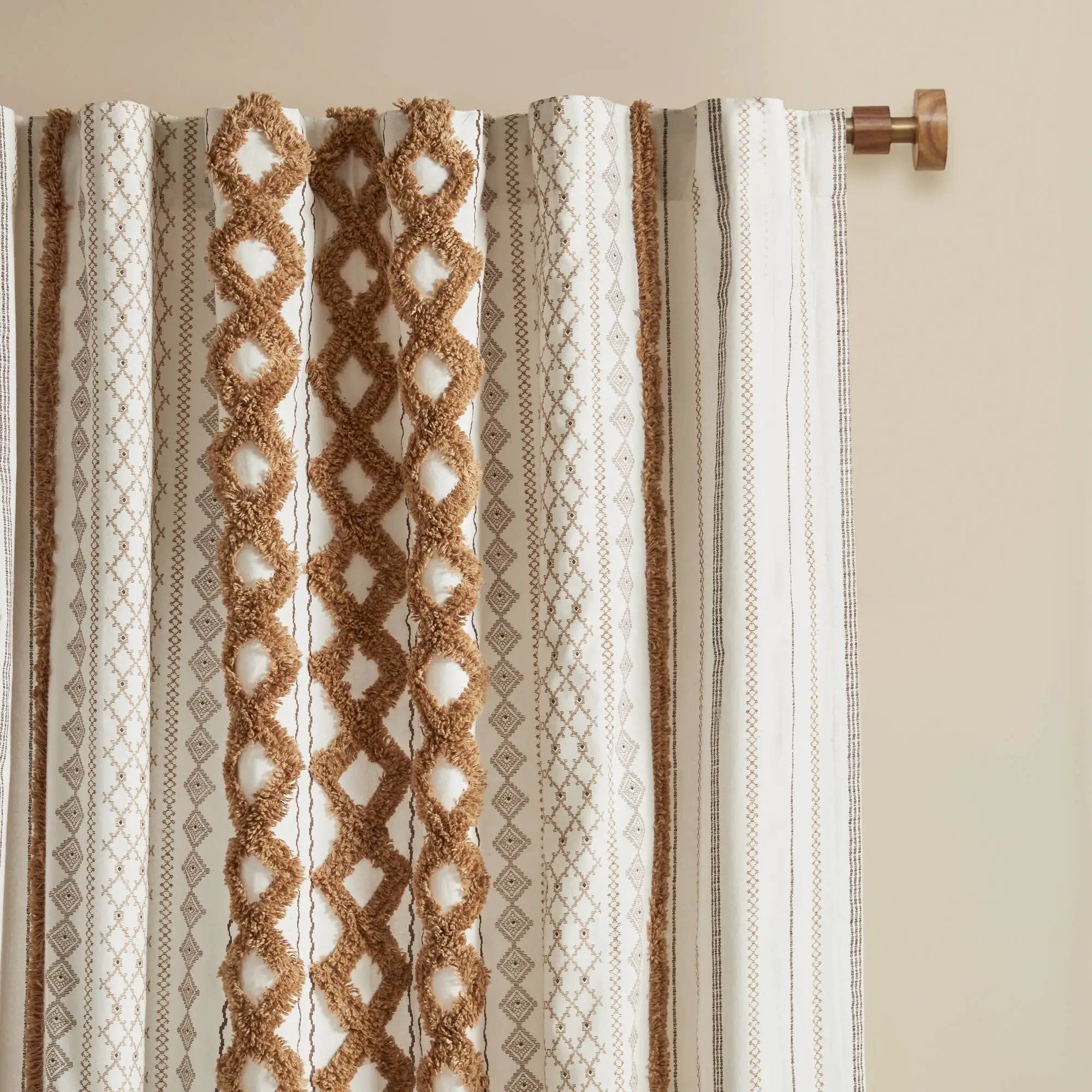 1 PC 50x84' Cotton Printed Window Panel with Chenille Stripe and Lining by HouseOfZazla