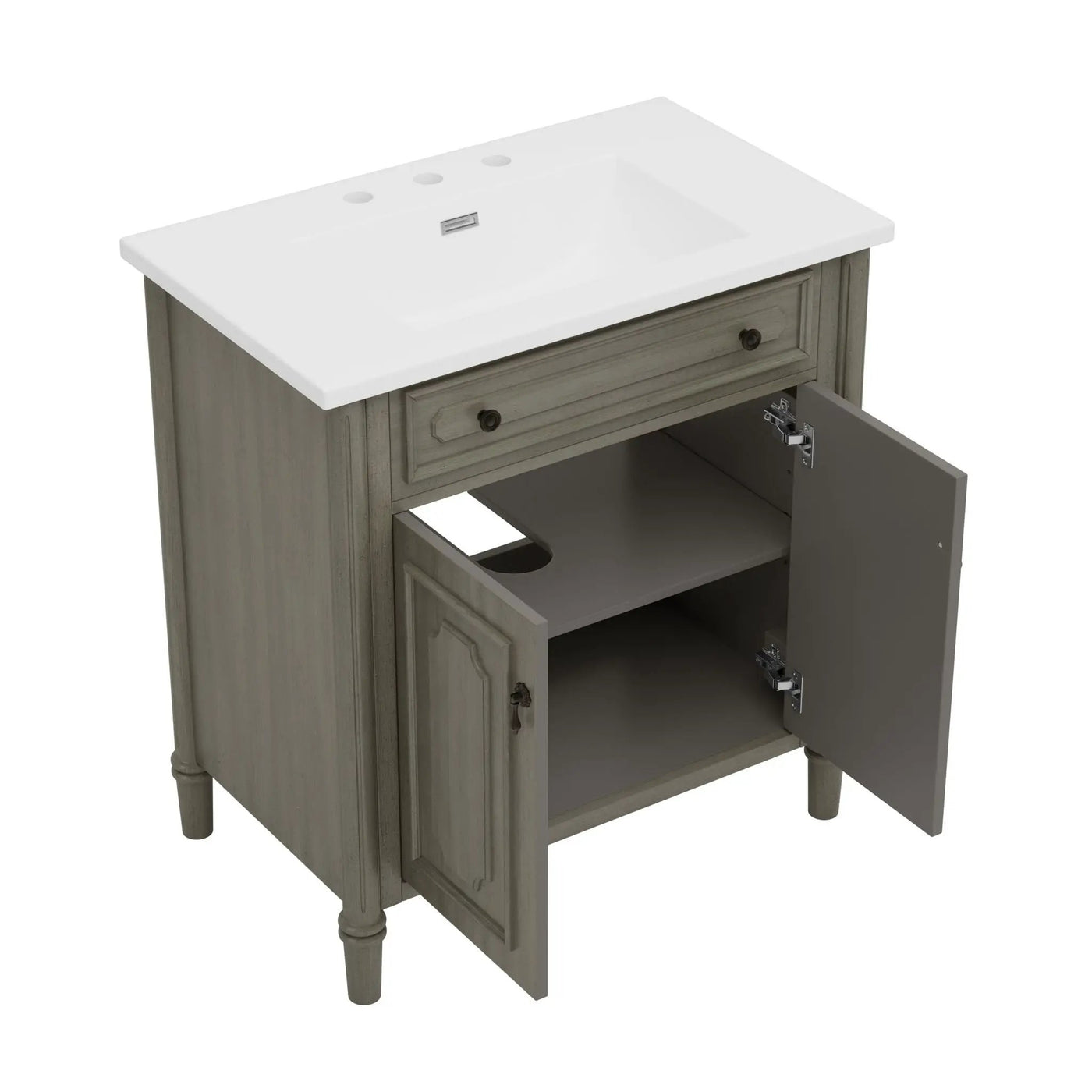 Vintage Bathroom Vanity With Sink, Rustic Cabinet With Soft Close Doors by HouseOfZazla