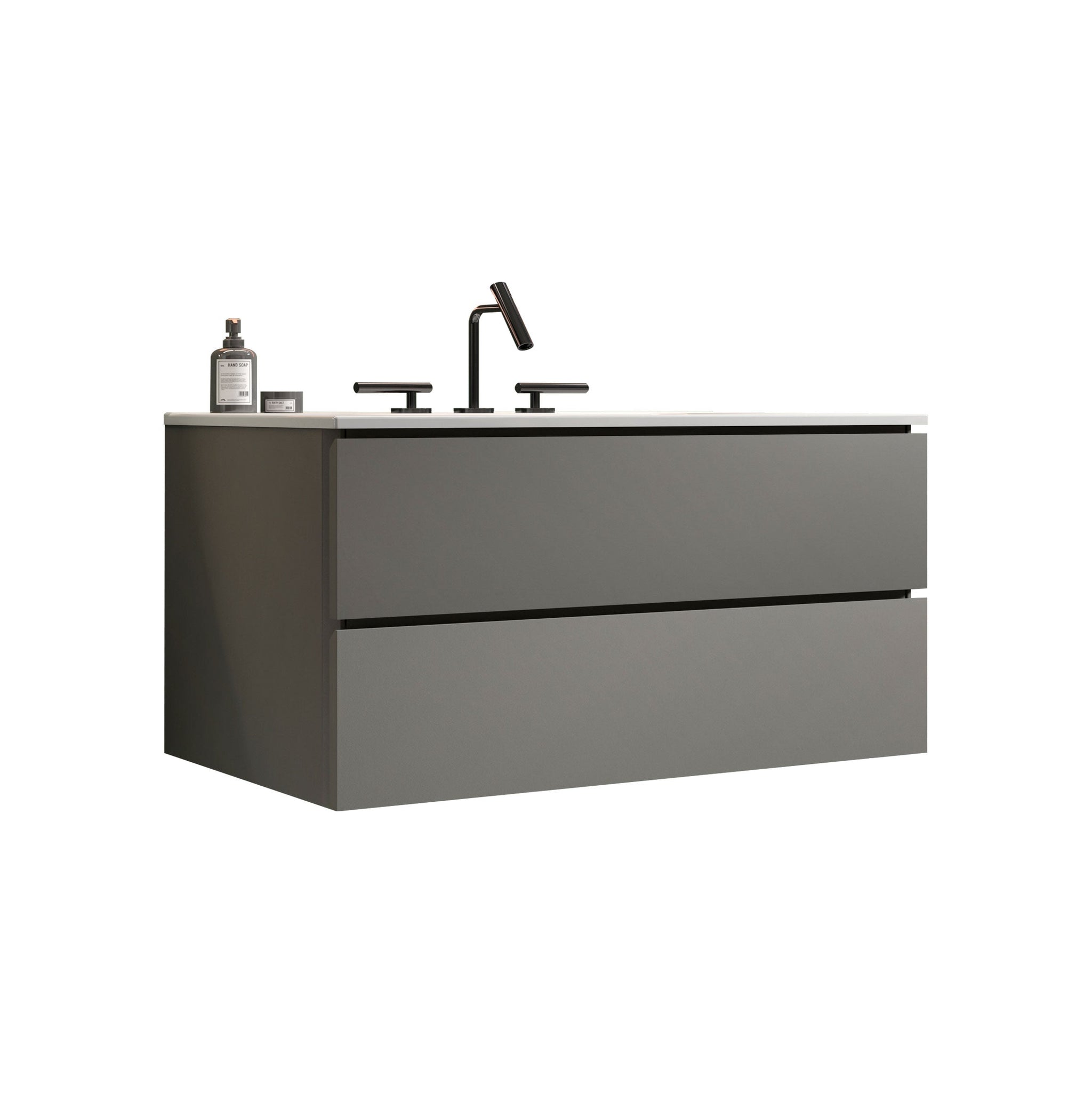 TIA 36" Wall Mount Space Gray Bathroom Vanity by HouseOfZazla