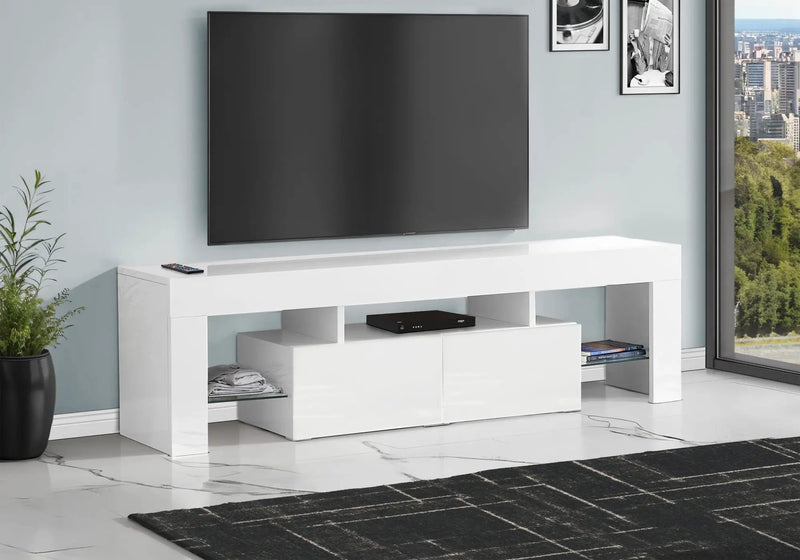 TV Stand, Console, Media Entertainment Center - Glossy White by HouseOfZazla