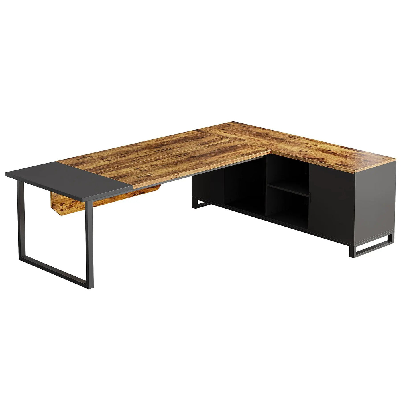 L-Shaped Executive Desk With File Cabinet, Computer Workstation With Storage by HouseOfZazla