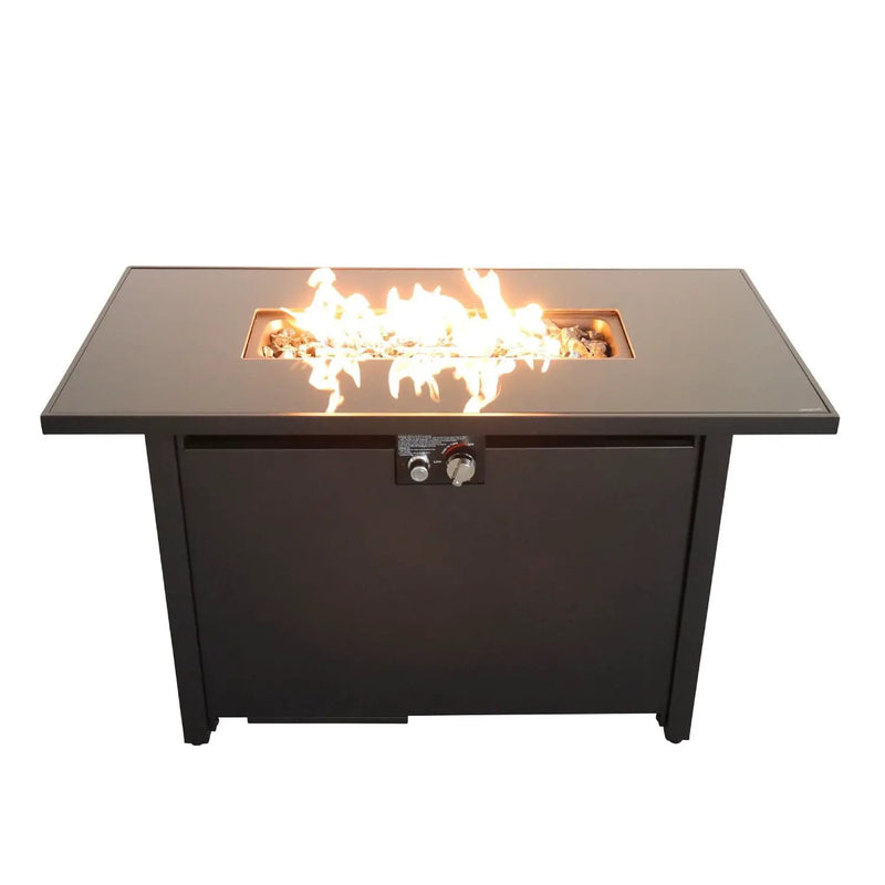Outdoor Fire Pit Table Durable Construction With Lid - Black by HouseOfZazla