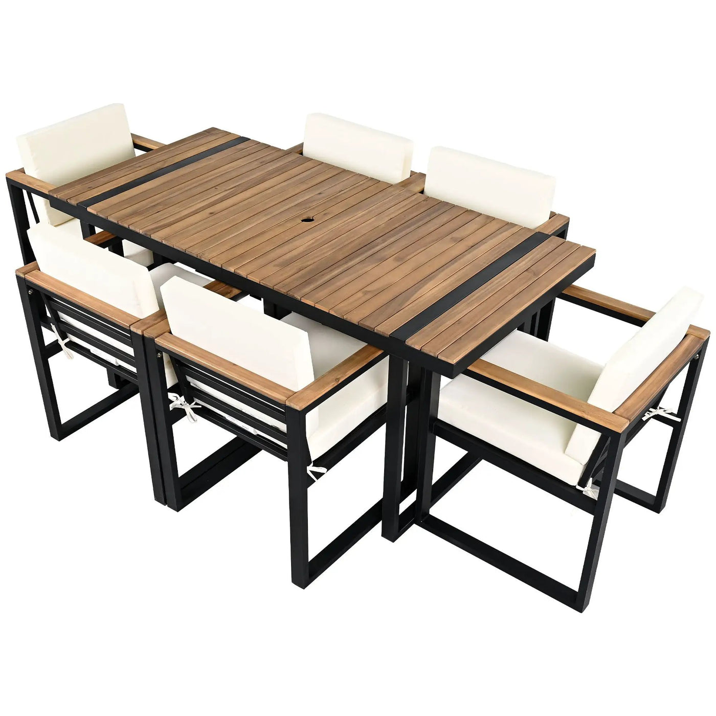 7 Pieces Outdoor Dining Set Patio Dining Table And Chair Set With And Removable Cushions For Patio by HouseOfZazla