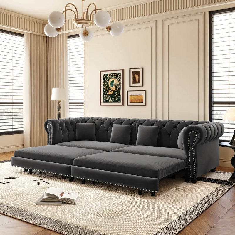 Chesterfield Sofa Bed – 3-in-1 Convertible Velvet Sofa by HouseOfZazla