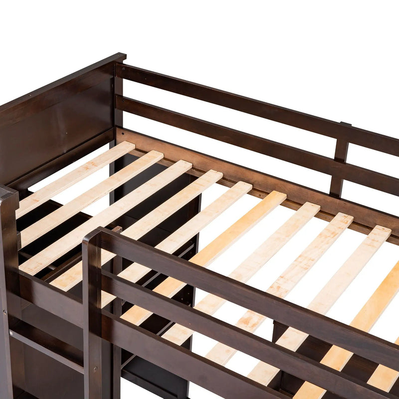 Loft Bed With A Stand Alone Bed, Shelves, Desk, And Wardrobe by HouseOfZazla