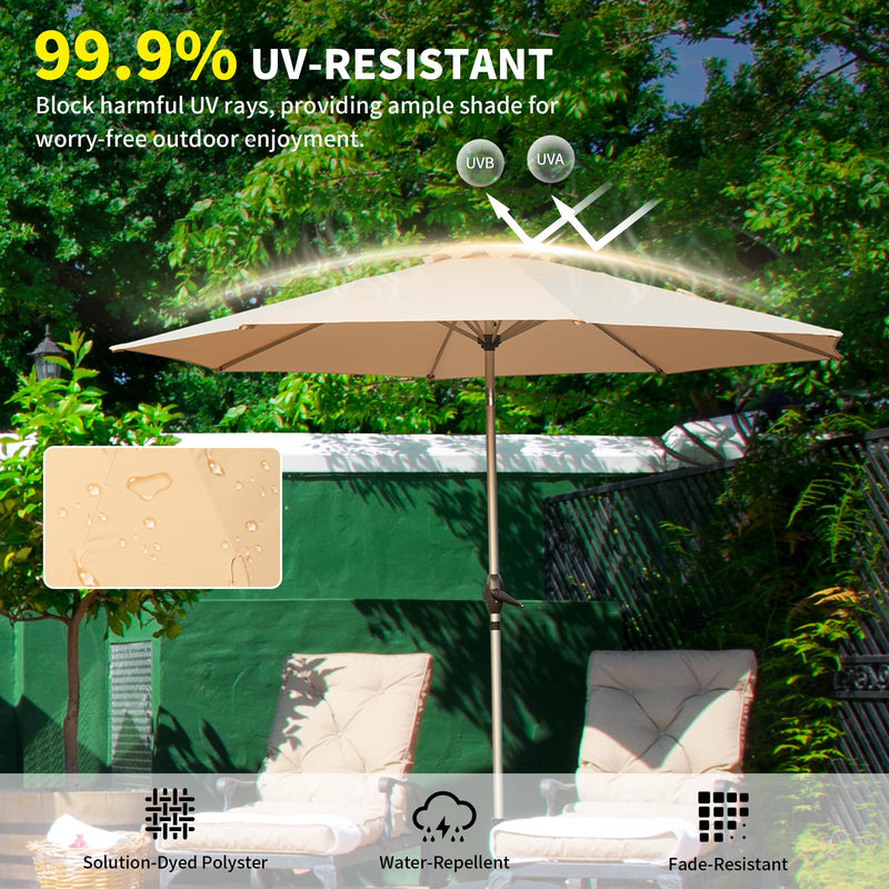 10FT Patio Umbrella with Push Button Tilt and Crank - Beige, photo 3 of 7