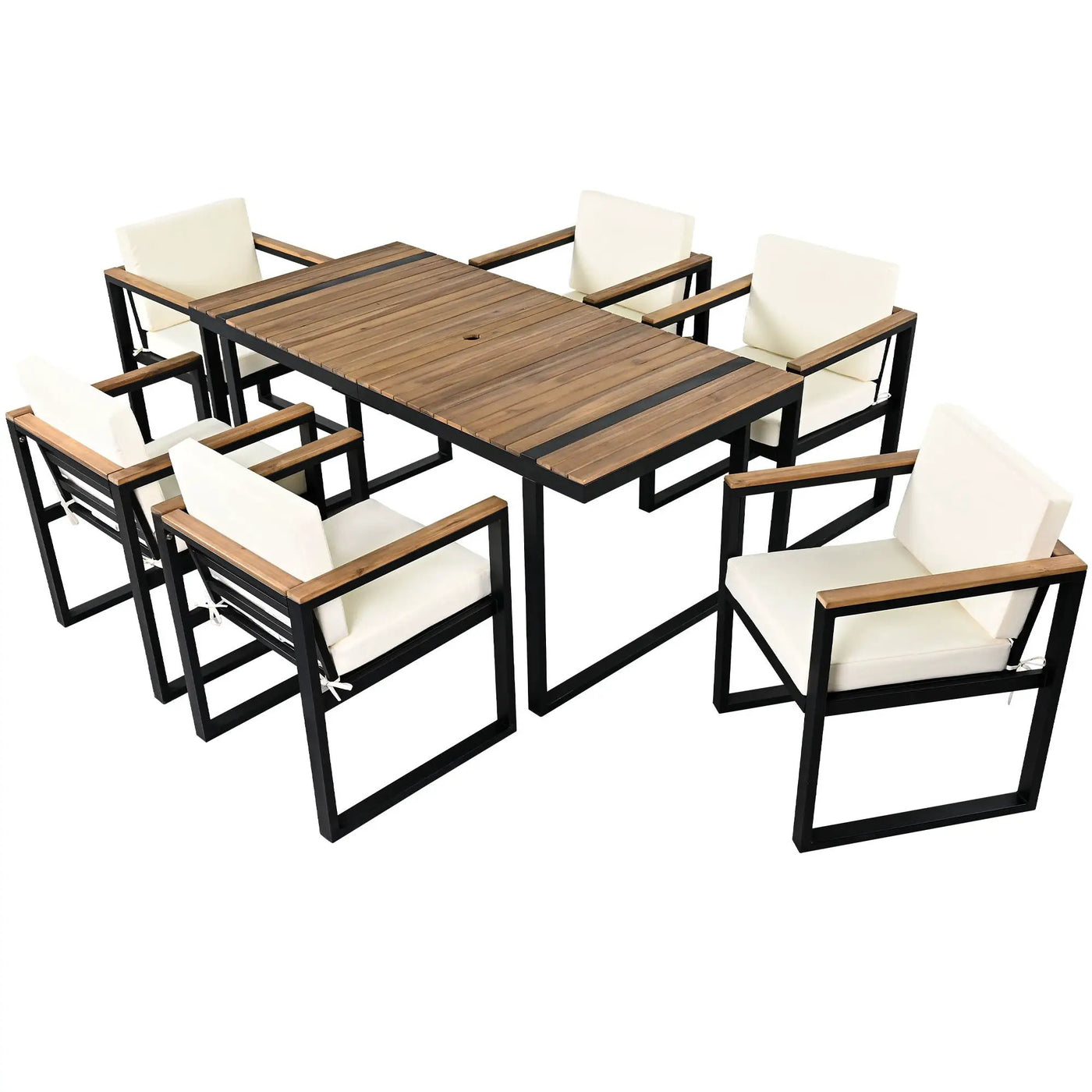 7 Pieces Outdoor Dining Set Patio Dining Table And Chair Set With And Removable Cushions For Patio by HouseOfZazla