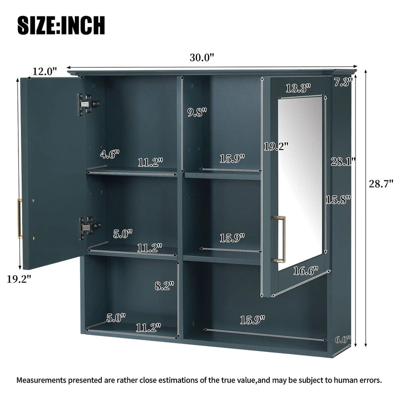 2 In 1 Wall-Mounted Mirror Cabinet With Adjustable Shelves, Soft-Close Doors, High-Definition Mirror & Storage by Unique Piece Furniture