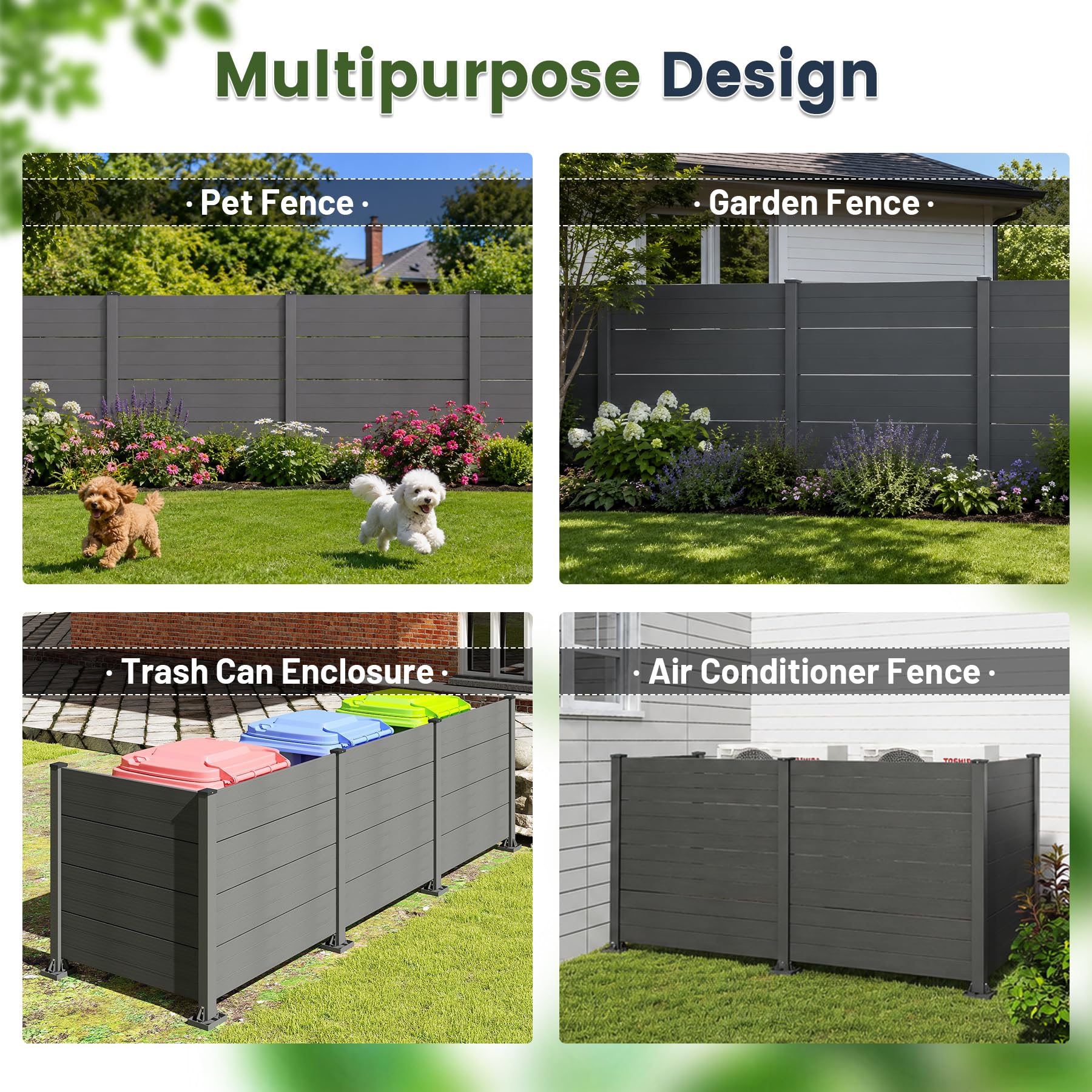 50" W x 49" H Outdoor Privacy Screen with Aluminum Posts, 4 Panels, Dark by HouseOfZazla