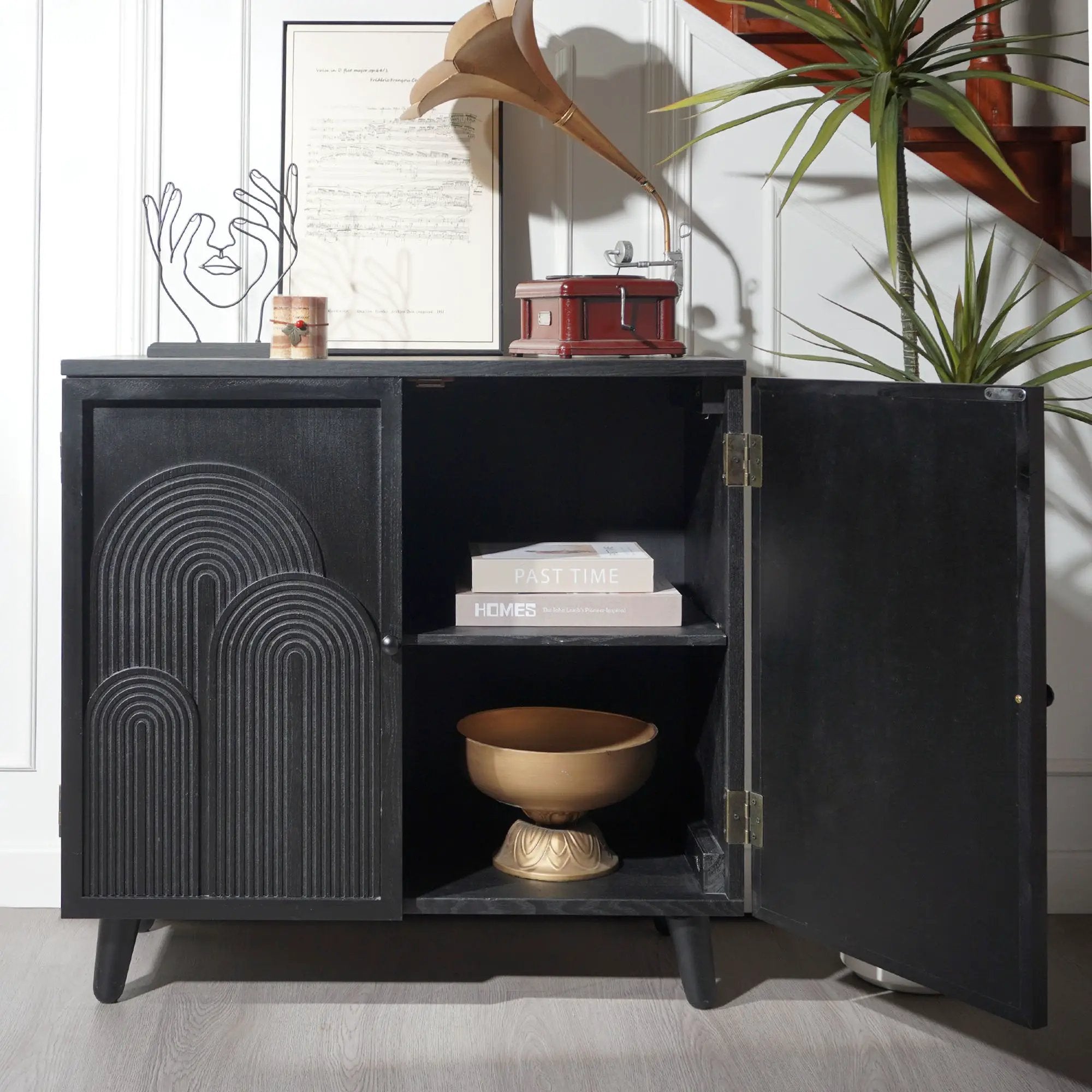 2 Door Accent Cabinet Storage Cabinet With Adjustable Shelf - Black by Unique Piece Furniture