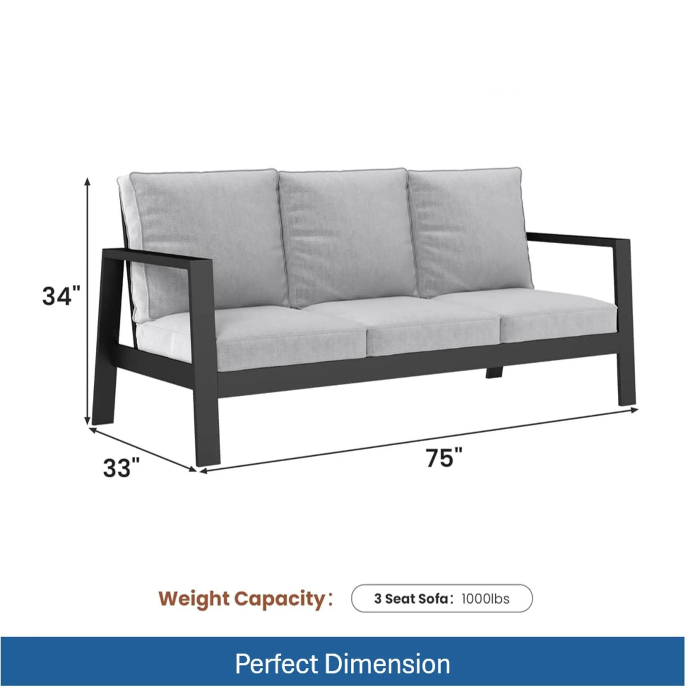 3 Seat All-Weather Patio Sofa With Cushions by HouseOfZazla
