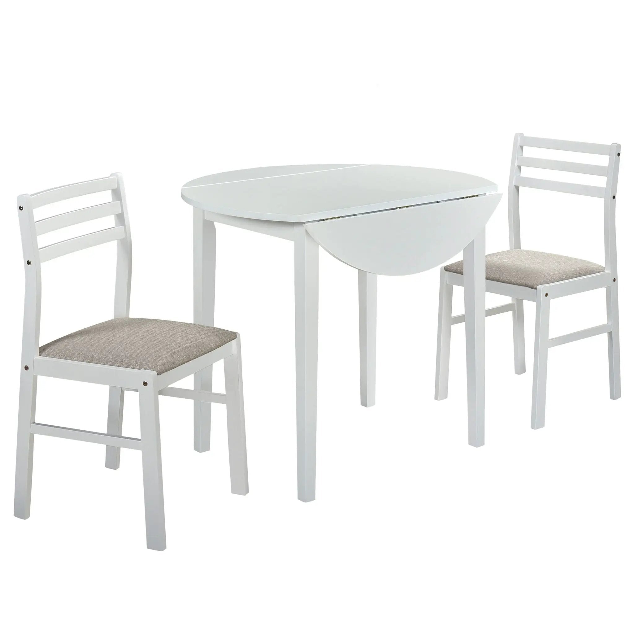 Bucknell 3-piece Round Drop Leaf Dining Table Set White by Unique Piece Furniture