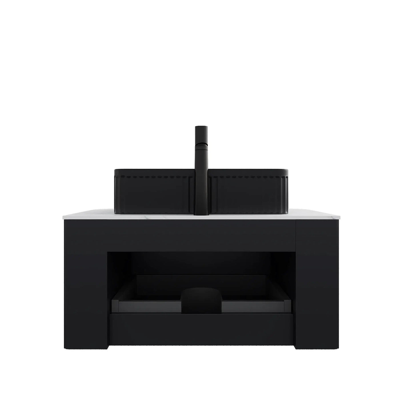 DINA 30" Bathroom Vanity & Sink, Floating Curved Edges Storage Cabinet by HouseOfZazla